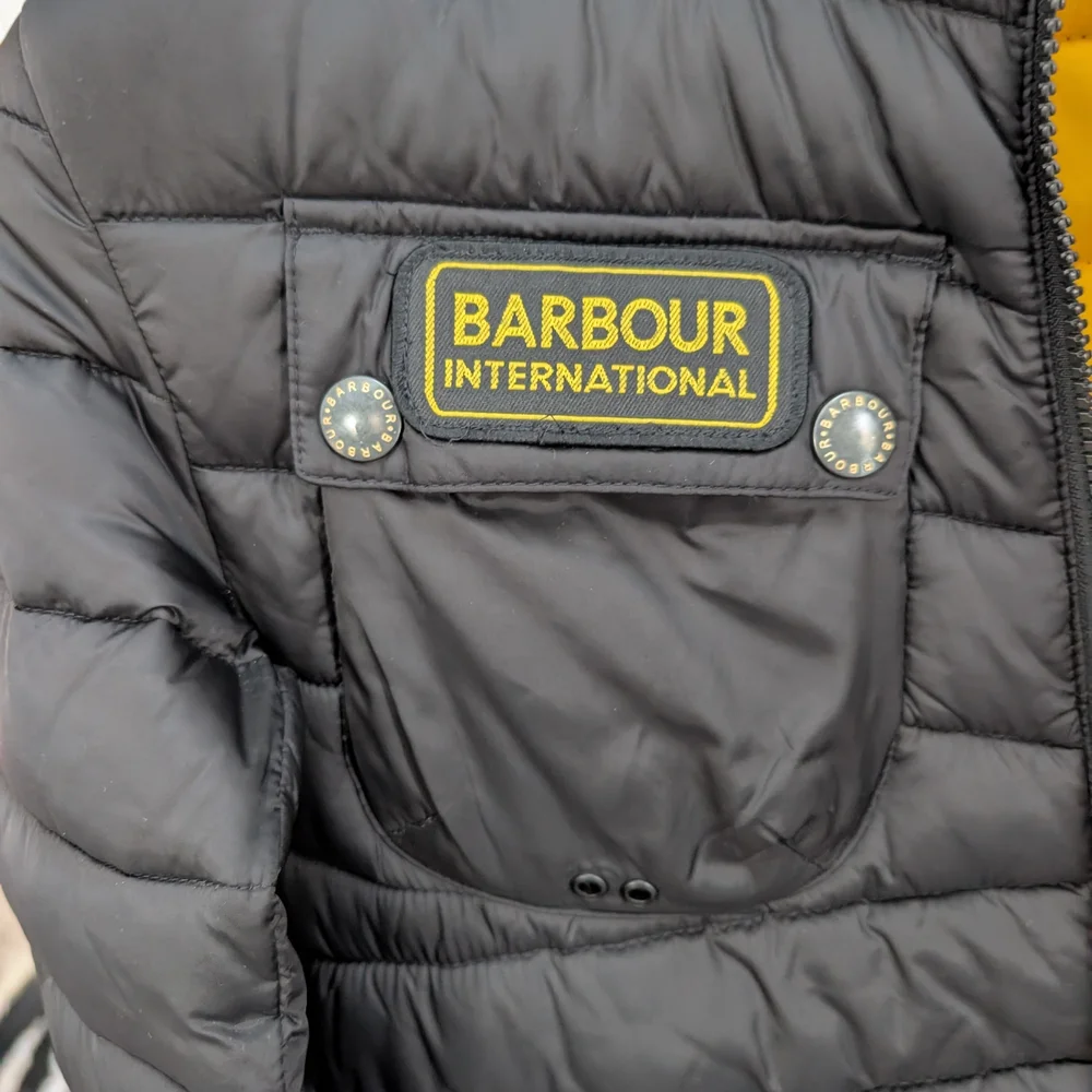 Barbour International Men's Black Puffer with Yellow Lining - Picture 5 of 9